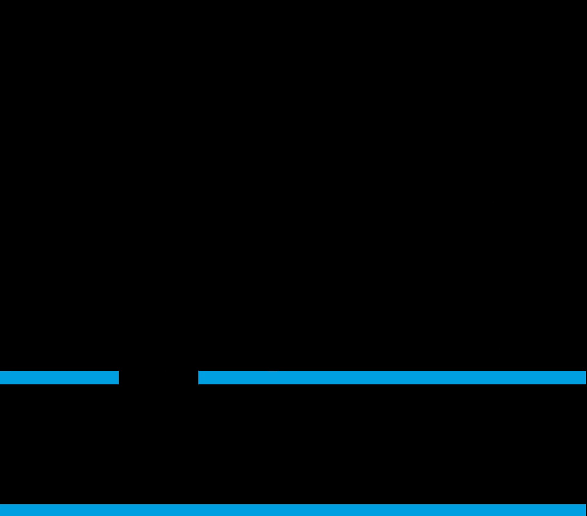 Two horizontal blue bars or lines on a black background, one shorter on the left and one longer on the right